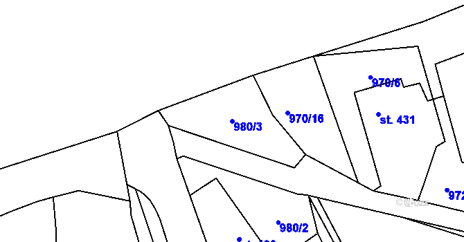 Parcela st. 980/3 v KÚ Choceň, Katastrální mapa