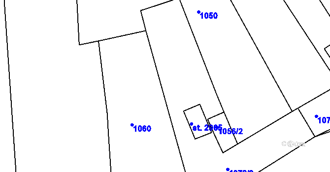 Parcela st. 1057/1 v KÚ Choceň, Katastrální mapa