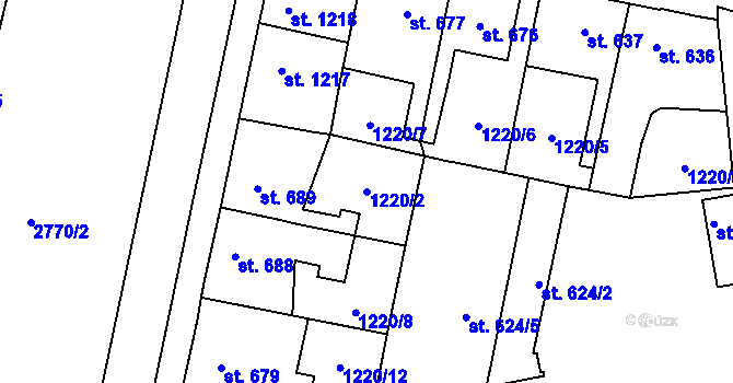 Parcela st. 1220/2 v KÚ Choceň, Katastrální mapa