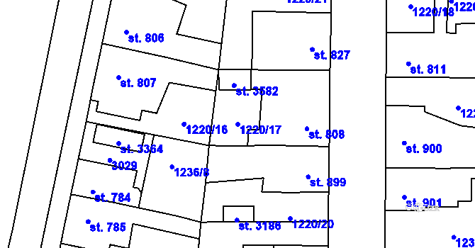 Parcela st. 1220/17 v KÚ Choceň, Katastrální mapa