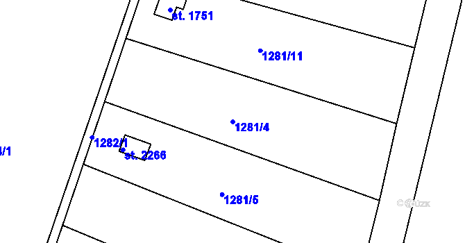 Parcela st. 1281/4 v KÚ Choceň, Katastrální mapa