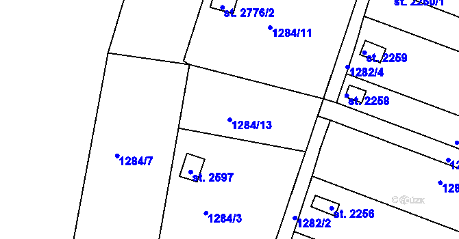 Parcela st. 1284/13 v KÚ Choceň, Katastrální mapa