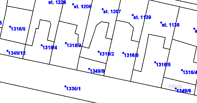 Parcela st. 1318/2 v KÚ Choceň, Katastrální mapa