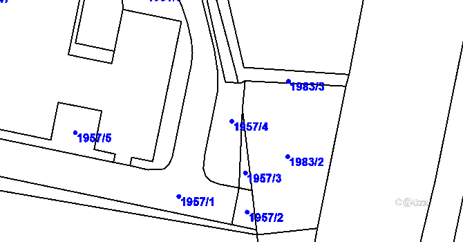 Parcela st. 1957/4 v KÚ Choceň, Katastrální mapa