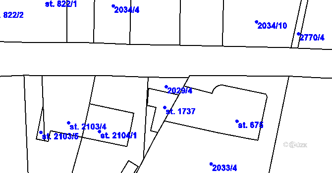 Parcela st. 2029/4 v KÚ Choceň, Katastrální mapa