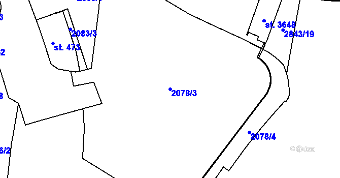 Parcela st. 2078/3 v KÚ Choceň, Katastrální mapa