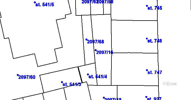 Parcela st. 2097/16 v KÚ Choceň, Katastrální mapa