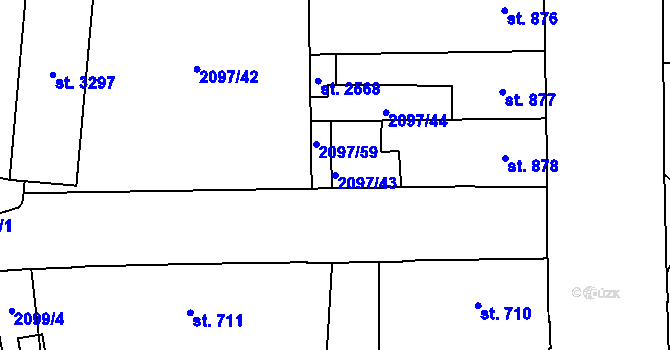 Parcela st. 2097/43 v KÚ Choceň, Katastrální mapa