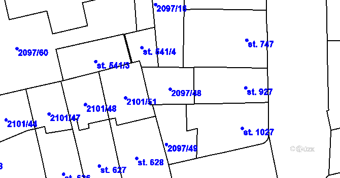 Parcela st. 2097/48 v KÚ Choceň, Katastrální mapa