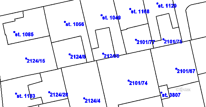 Parcela st. 2124/6 v KÚ Choceň, Katastrální mapa