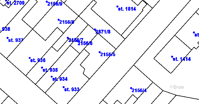 Parcela st. 2156/5 v KÚ Choceň, Katastrální mapa