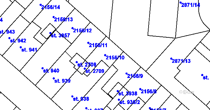 Parcela st. 2156/10 v KÚ Choceň, Katastrální mapa