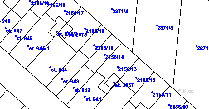 Parcela st. 2156/14 v KÚ Choceň, Katastrální mapa
