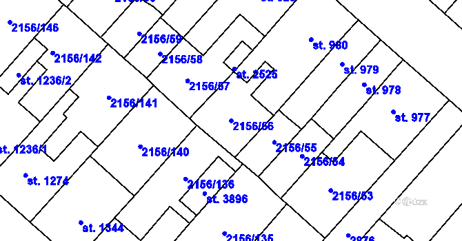 Parcela st. 2156/56 v KÚ Choceň, Katastrální mapa