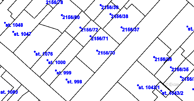 Parcela st. 2156/70 v KÚ Choceň, Katastrální mapa