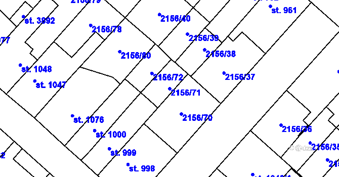 Parcela st. 2156/71 v KÚ Choceň, Katastrální mapa