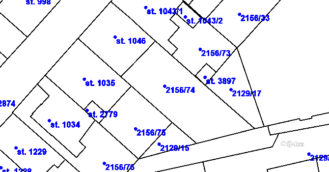 Parcela st. 2156/74 v KÚ Choceň, Katastrální mapa