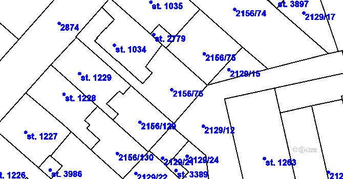 Parcela st. 2156/76 v KÚ Choceň, Katastrální mapa