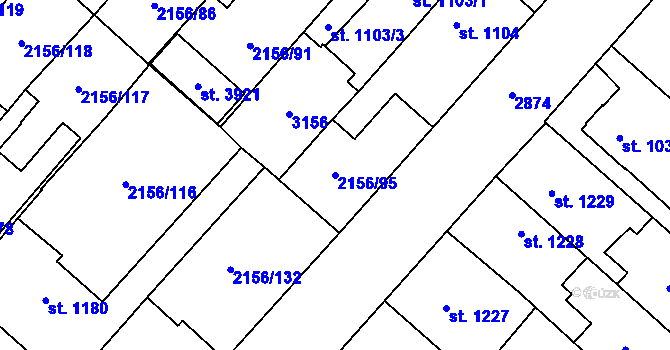 Parcela st. 2156/95 v KÚ Choceň, Katastrální mapa