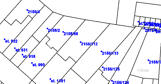 Parcela st. 2156/112 v KÚ Choceň, Katastrální mapa