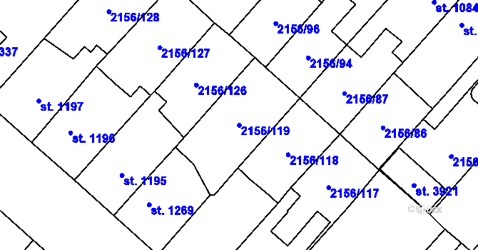Parcela st. 2156/119 v KÚ Choceň, Katastrální mapa