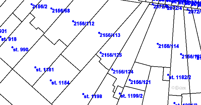 Parcela st. 2156/125 v KÚ Choceň, Katastrální mapa