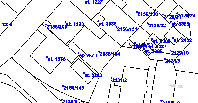 Parcela st. 2156/134 v KÚ Choceň, Katastrální mapa