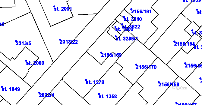 Parcela st. 2156/159 v KÚ Choceň, Katastrální mapa