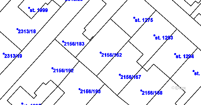 Parcela st. 2156/162 v KÚ Choceň, Katastrální mapa