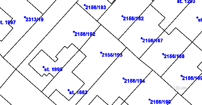 Parcela st. 2156/193 v KÚ Choceň, Katastrální mapa