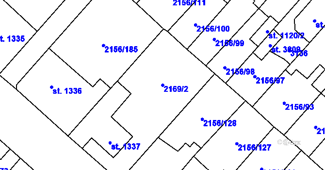 Parcela st. 2169/2 v KÚ Choceň, Katastrální mapa