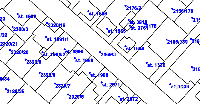 Parcela st. 2169/3 v KÚ Choceň, Katastrální mapa