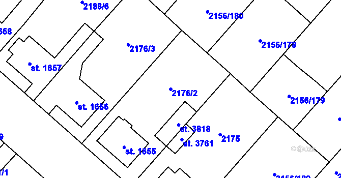 Parcela st. 2176/2 v KÚ Choceň, Katastrální mapa