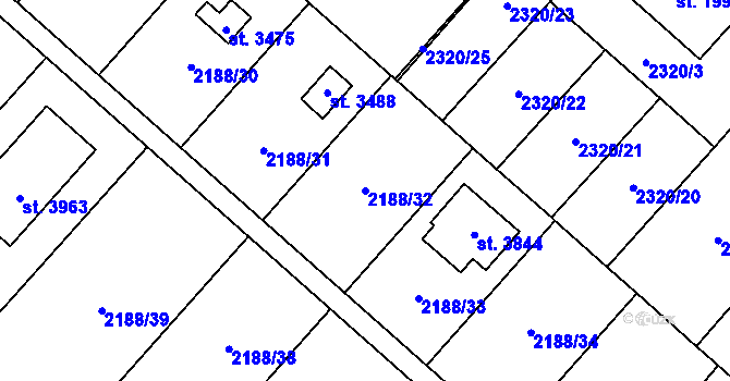 Parcela st. 2188/32 v KÚ Choceň, Katastrální mapa