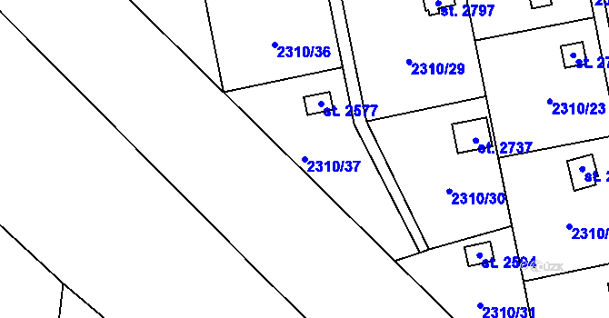 Parcela st. 2310/37 v KÚ Choceň, Katastrální mapa