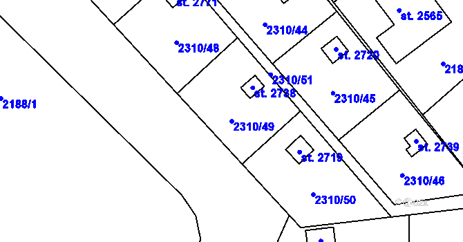 Parcela st. 2310/49 v KÚ Choceň, Katastrální mapa