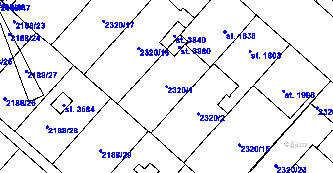 Parcela st. 2320/1 v KÚ Choceň, Katastrální mapa