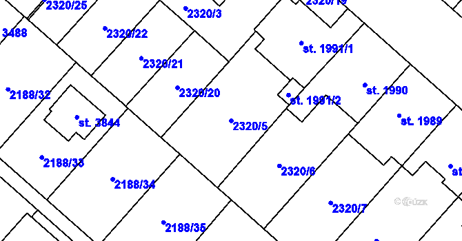 Parcela st. 2320/5 v KÚ Choceň, Katastrální mapa