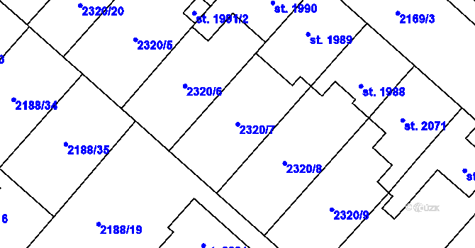Parcela st. 2320/7 v KÚ Choceň, Katastrální mapa