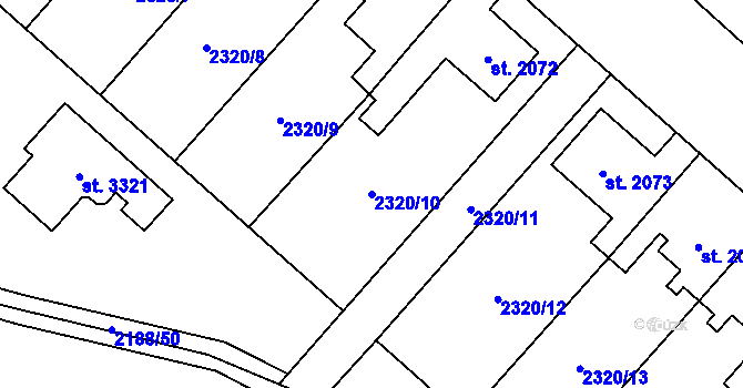 Parcela st. 2320/10 v KÚ Choceň, Katastrální mapa