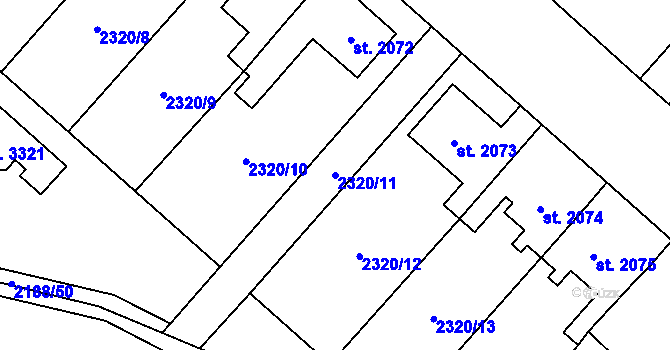 Parcela st. 2320/11 v KÚ Choceň, Katastrální mapa