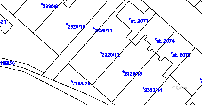 Parcela st. 2320/12 v KÚ Choceň, Katastrální mapa