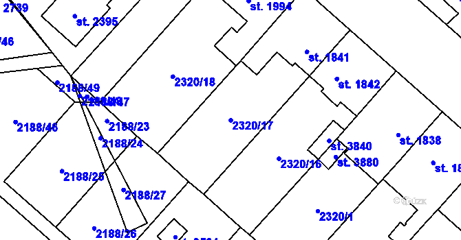 Parcela st. 2320/17 v KÚ Choceň, Katastrální mapa