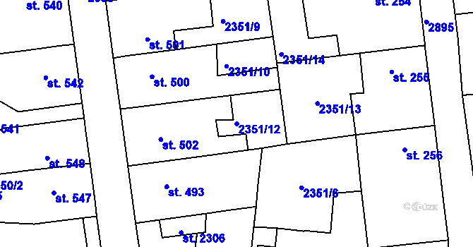Parcela st. 2351/12 v KÚ Choceň, Katastrální mapa