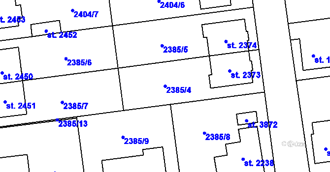 Parcela st. 2385/4 v KÚ Choceň, Katastrální mapa