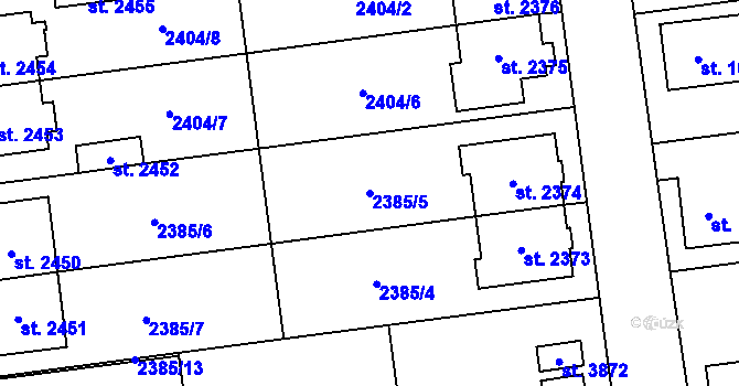 Parcela st. 2385/5 v KÚ Choceň, Katastrální mapa