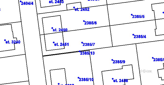 Parcela st. 2385/7 v KÚ Choceň, Katastrální mapa