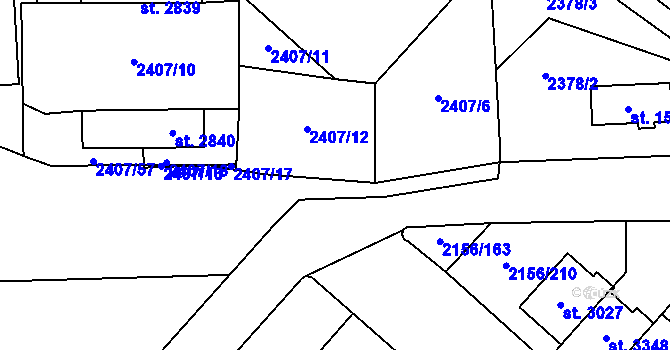 Parcela st. 2407/13 v KÚ Choceň, Katastrální mapa