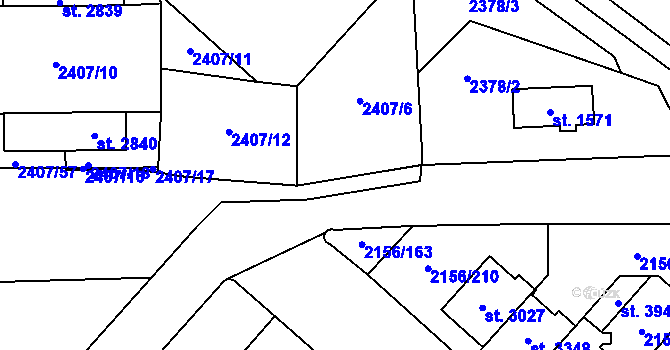 Parcela st. 2407/14 v KÚ Choceň, Katastrální mapa