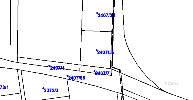 Parcela st. 2407/35 v KÚ Choceň, Katastrální mapa